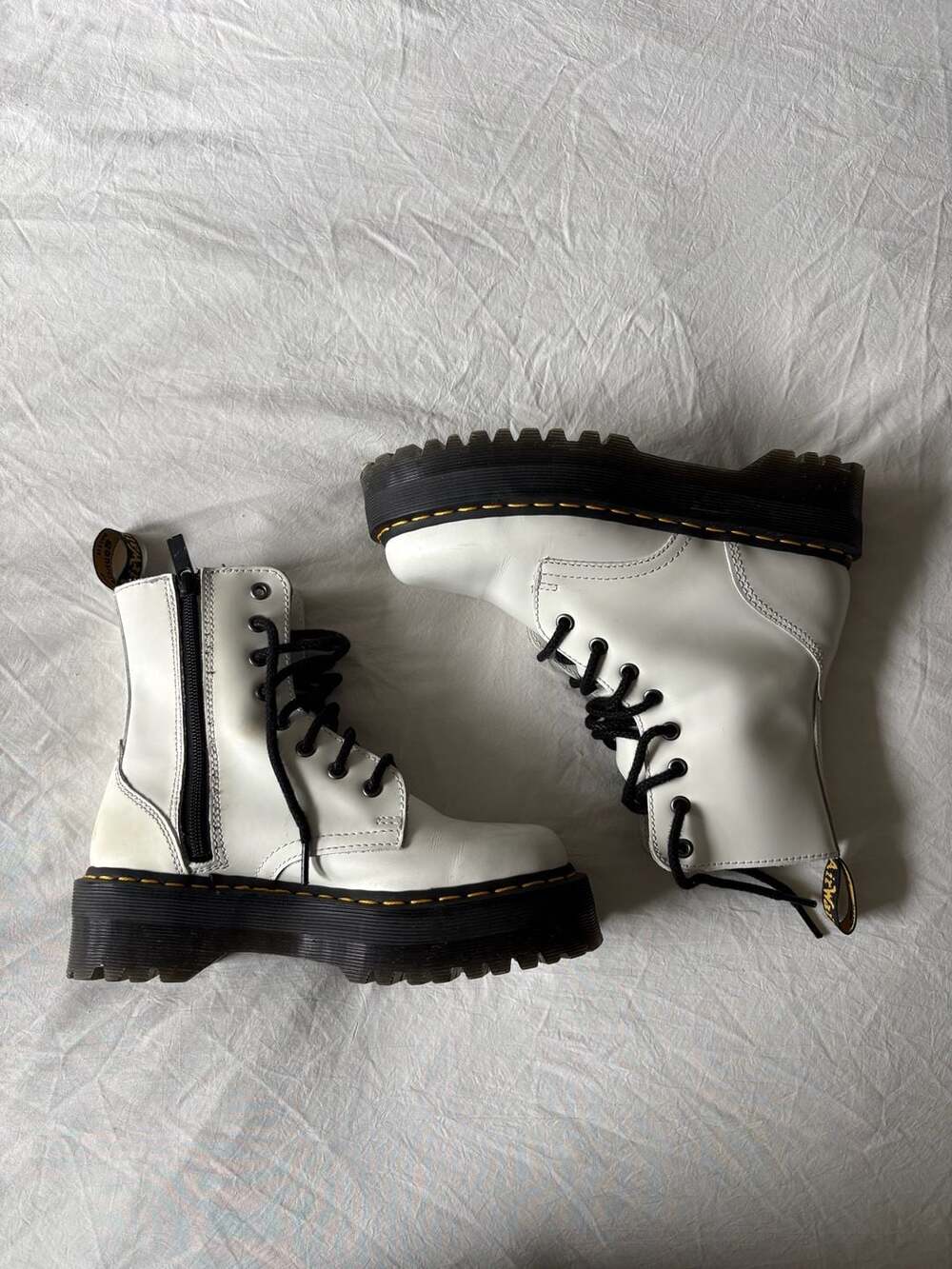 Dr. Martens Jadon Size US 6 White Platform Boots